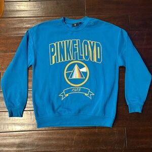 Pink Floyd Turquoise Blue Crewneck Sweatshirt with Yellow Graphic